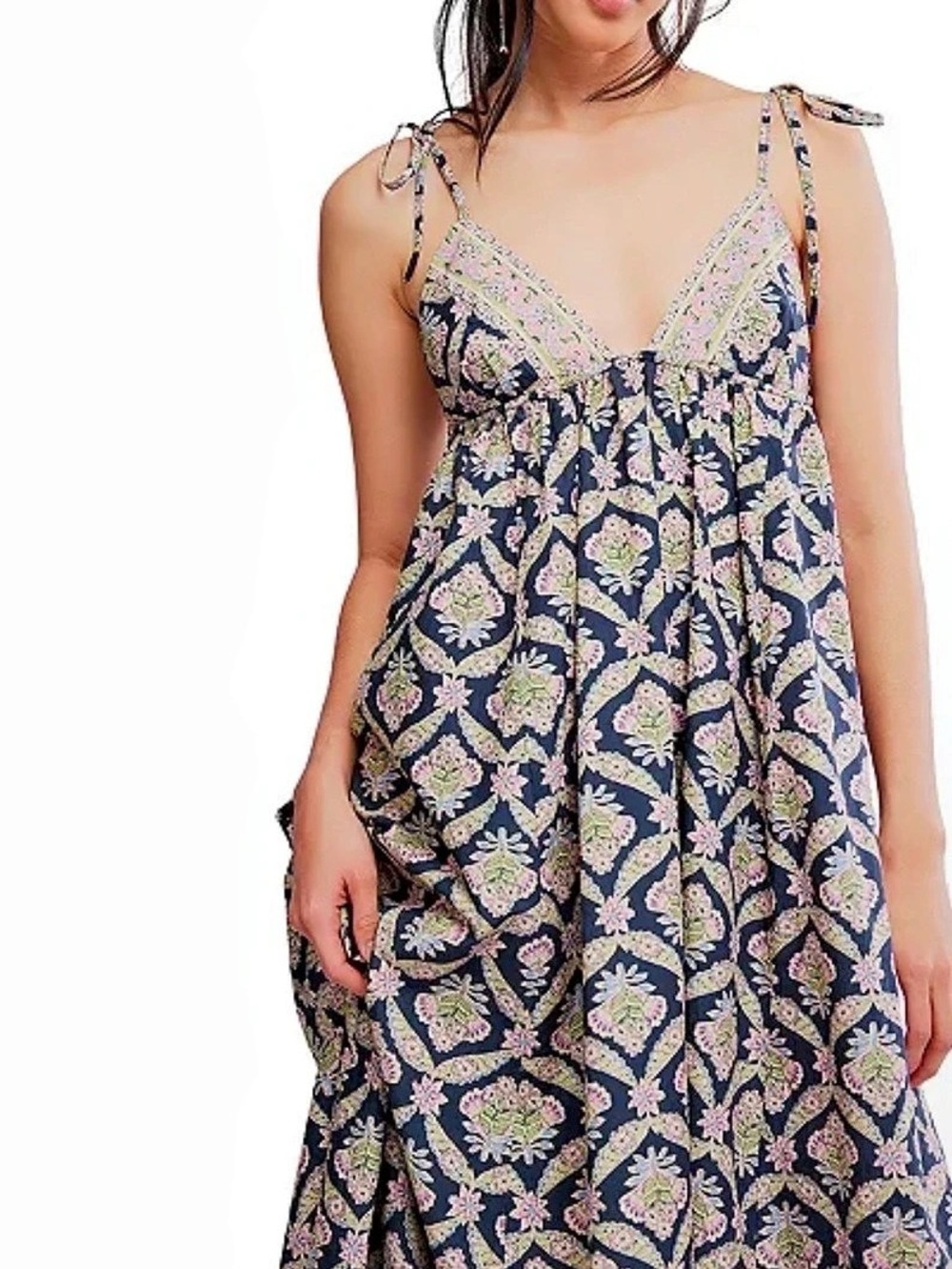 Free People Sorrento Stroll Printed Maxi Dress, blueberry combo,  Size S, nwt